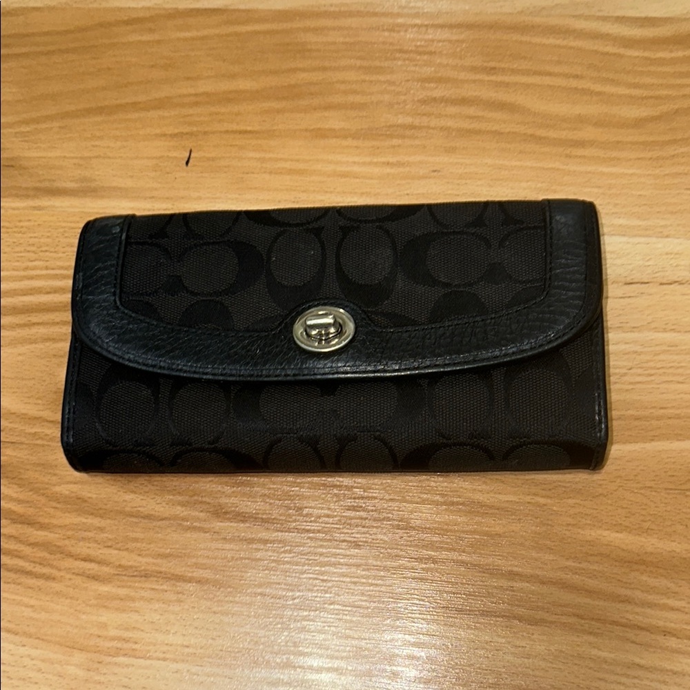 Black Coach Wallet with Signature Pattern